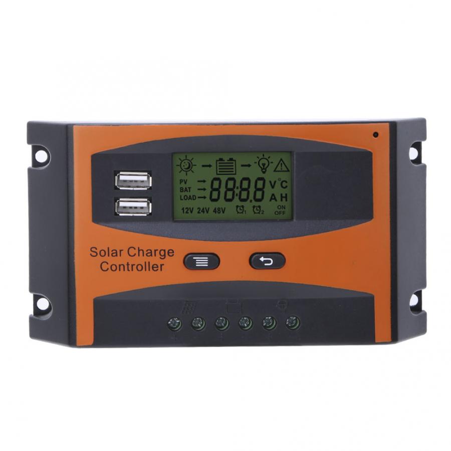 Controler solar PWM de 20A Phuture, 12V/24V, Regulator solar alimentare acumulatori, avand 2 USB si ecran LCD