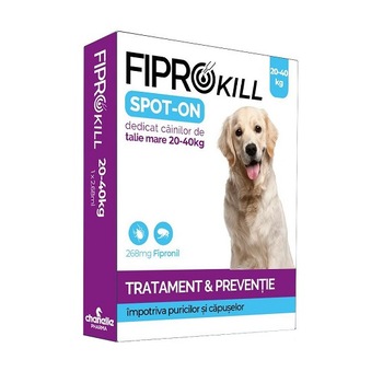 Solutie Antiparazitara, Fiprokill Spot 0n Caine 20-40 kg, 268 mg, 3 pipete Solutie Antiparazitara, Fiprokill Spot 0n Caine 20-40 kg, 268 mg, 3 pipete