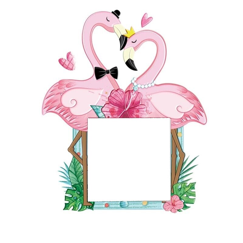Sticker decorativ 3D pentru priza sau intrerupator, model Flamingo, 8.6x8.6 cm, culoare roz