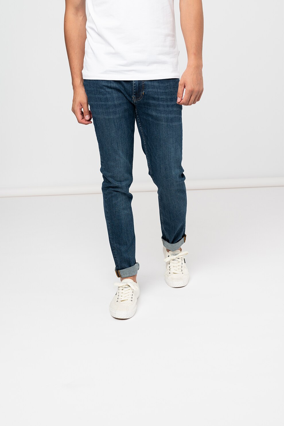 Casual Friday, Blugi slim fit cu talie joasa, Bleumarin