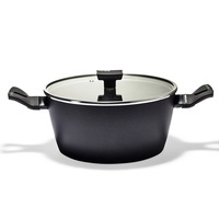 Oala pentru cuptor Moneta Nova cu capac sticla, aluminiu forjat cu baza inox, inductie, 20 cm