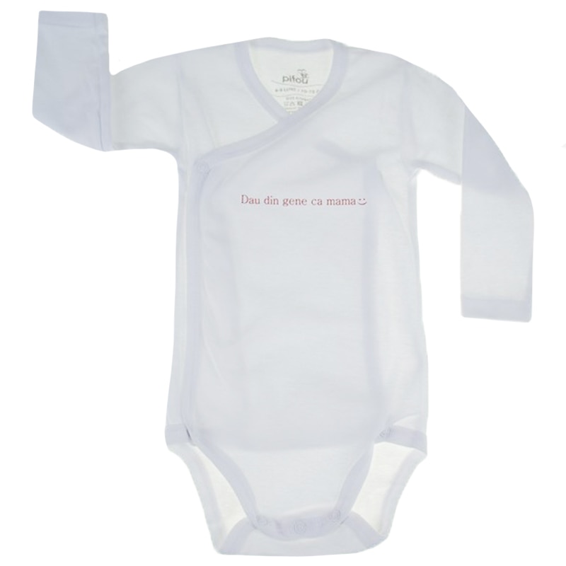 Body cu maneca lunga pentru fete Pifou Model 10 ML10BMLFI2-AB, Alb 70-76 cm