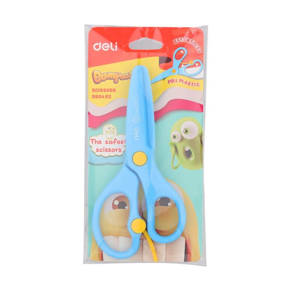 Foarfeca Scolara Lama din Plastic Deli, 13 cm, Albastru, cu Arc