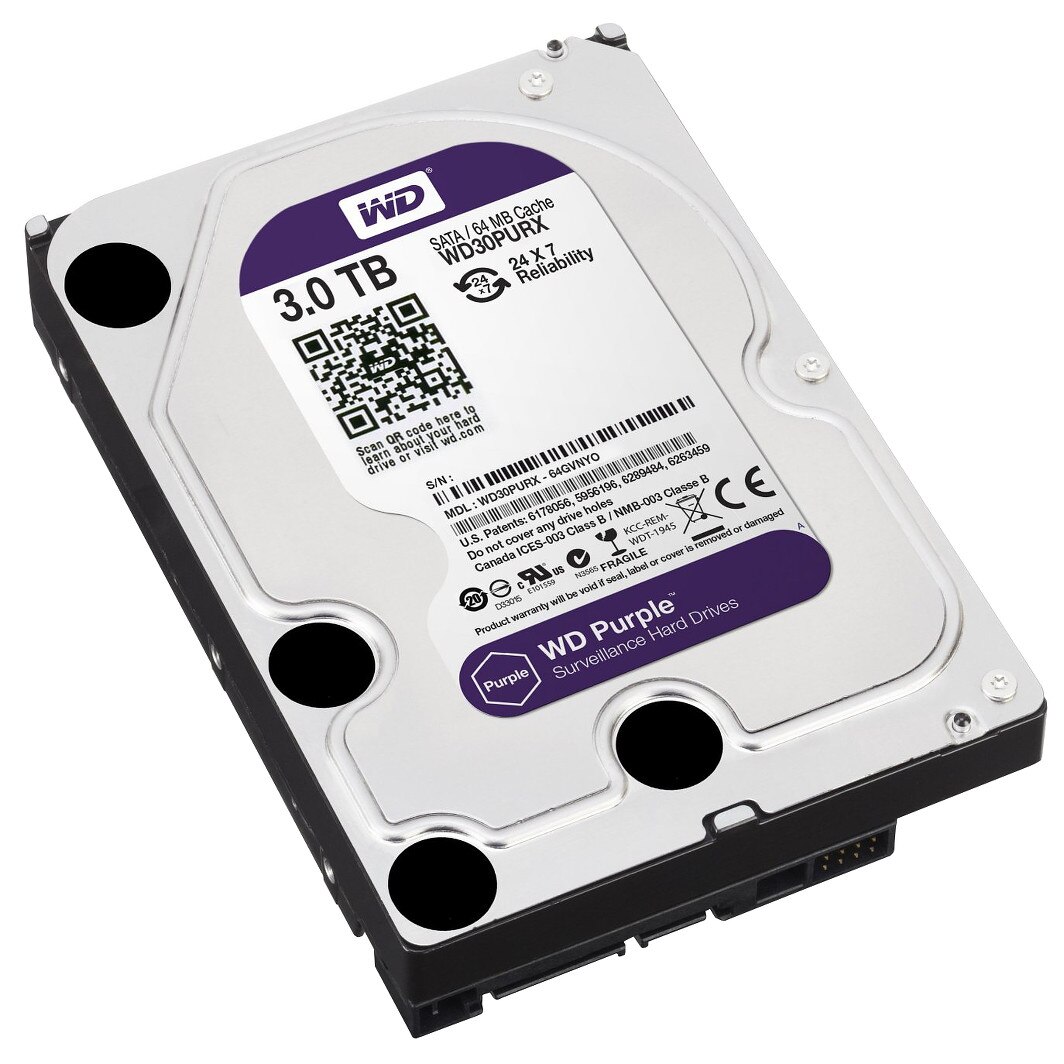Hard disk, 3Tb, pentru sisteme de supraveghere, 145mb/sec, buffer 6 Gb/sec, SMTWD30PURX, Western Digital, Purple, smartsistem