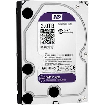 Hard disk, 3Tb, pentru sisteme de supraveghere, 145mb/sec, buffer 6 Gb/sec, W30PURX, Western Digital Purple, smartsystem Hard disk, 3Tb, pentru sisteme de supraveghere, 145mb/sec, buffer 6 Gb/sec, W30PURX, Western Digital Purple, smartsystem