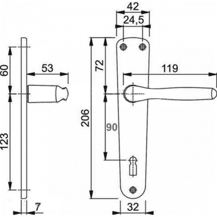 Ключалка Hoppe Milano F4 90 мм