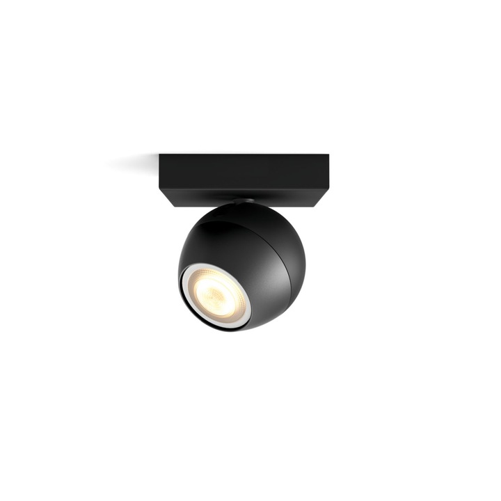 Spot Philips Luminos LED GU10, Bluetooth, Variator Inclus, Metal, Modern, 15000 ore, 350 lm, Autonomie 230 V, Culoare Negru