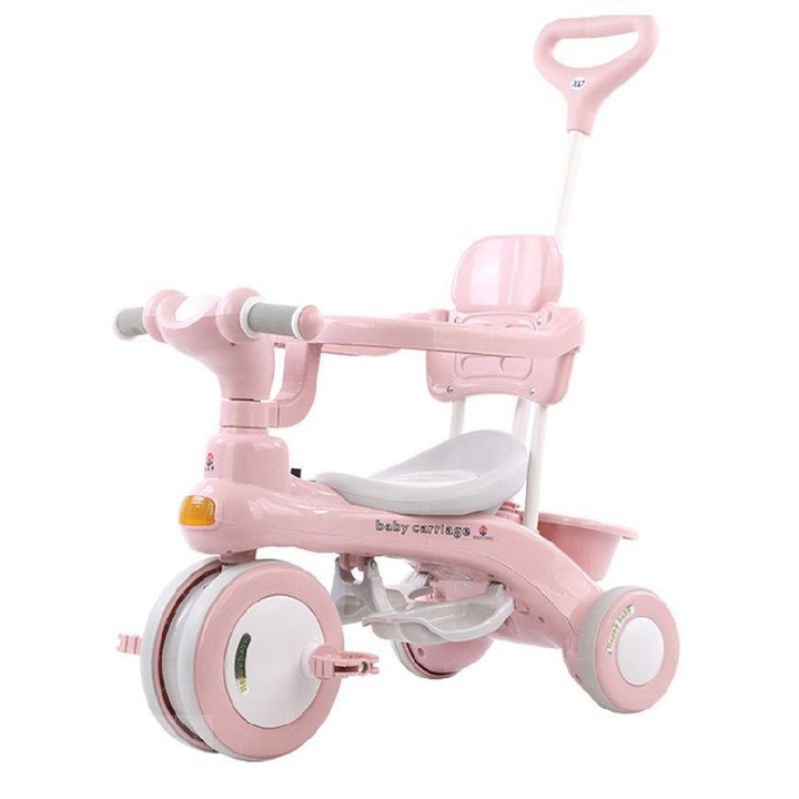 Tricicleta Go Kart Piticot cu mecanism de pedalare libera,suport picioare, control al directiei pentru parinti, culoare roz