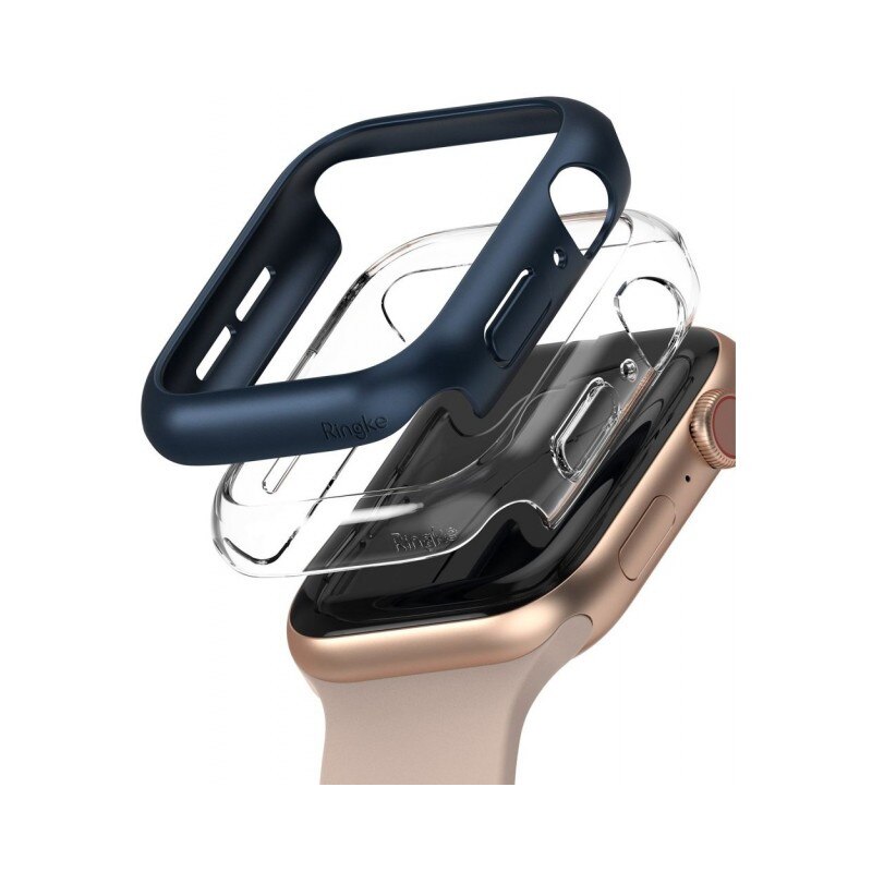 Set 2 X Husa Ringke Slim Compatibila Cu Apple Watch 4/5/6/se 40mm, 1 X Albastru, 1 X Transparenta