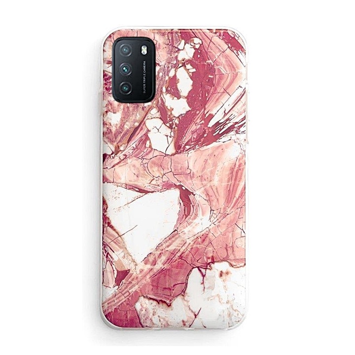 Telefontok Xiaomi Redmi 9T / Poco M3 - pink márvány mintás, szilikon hátlaptok