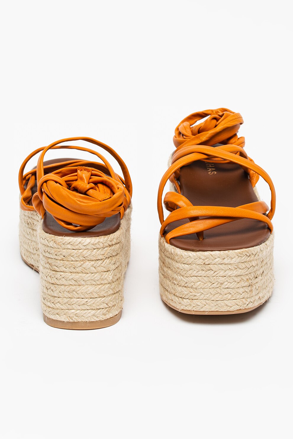 ALOHAS Sandale tip espadrile wedge de piele Paw Paw Oranj 38