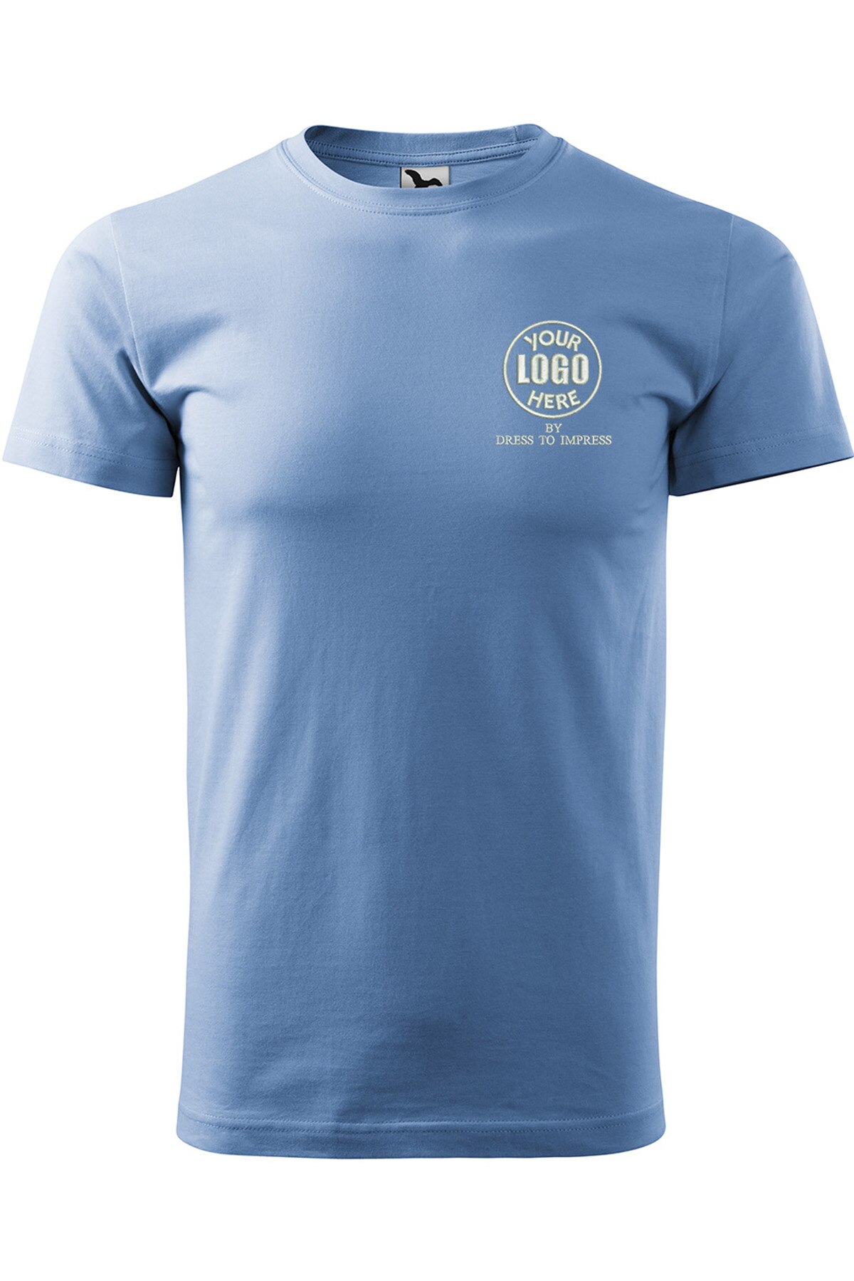 Tricou basic personalizat cu logoul tau prin broderie, bumbac, barbatesc, Dress To Impress, Albastru deschis