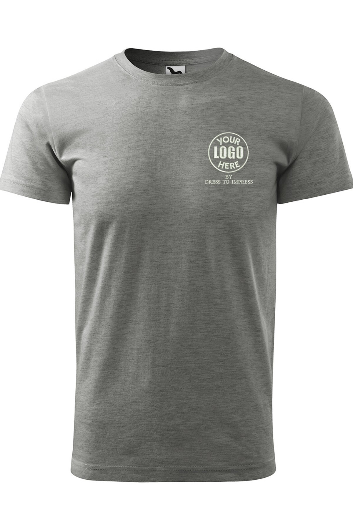 Tricou basic personalizat cu logoul tau prin broderie, bumbac, barbatesc, Dress To Impress, Gri