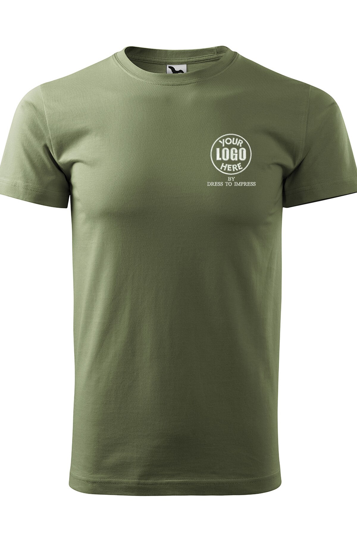 Tricou basic personalizat cu logoul tau prin broderie, bumbac, barbatesc, Dress To Impress, Khaki