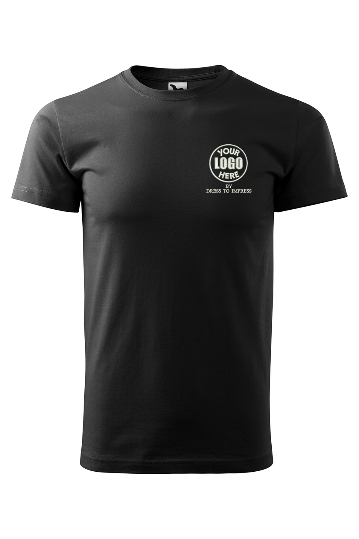 Tricou basic personalizat cu logoul tau prin broderie, bumbac, barbatesc, Dress To Impress, Negru
