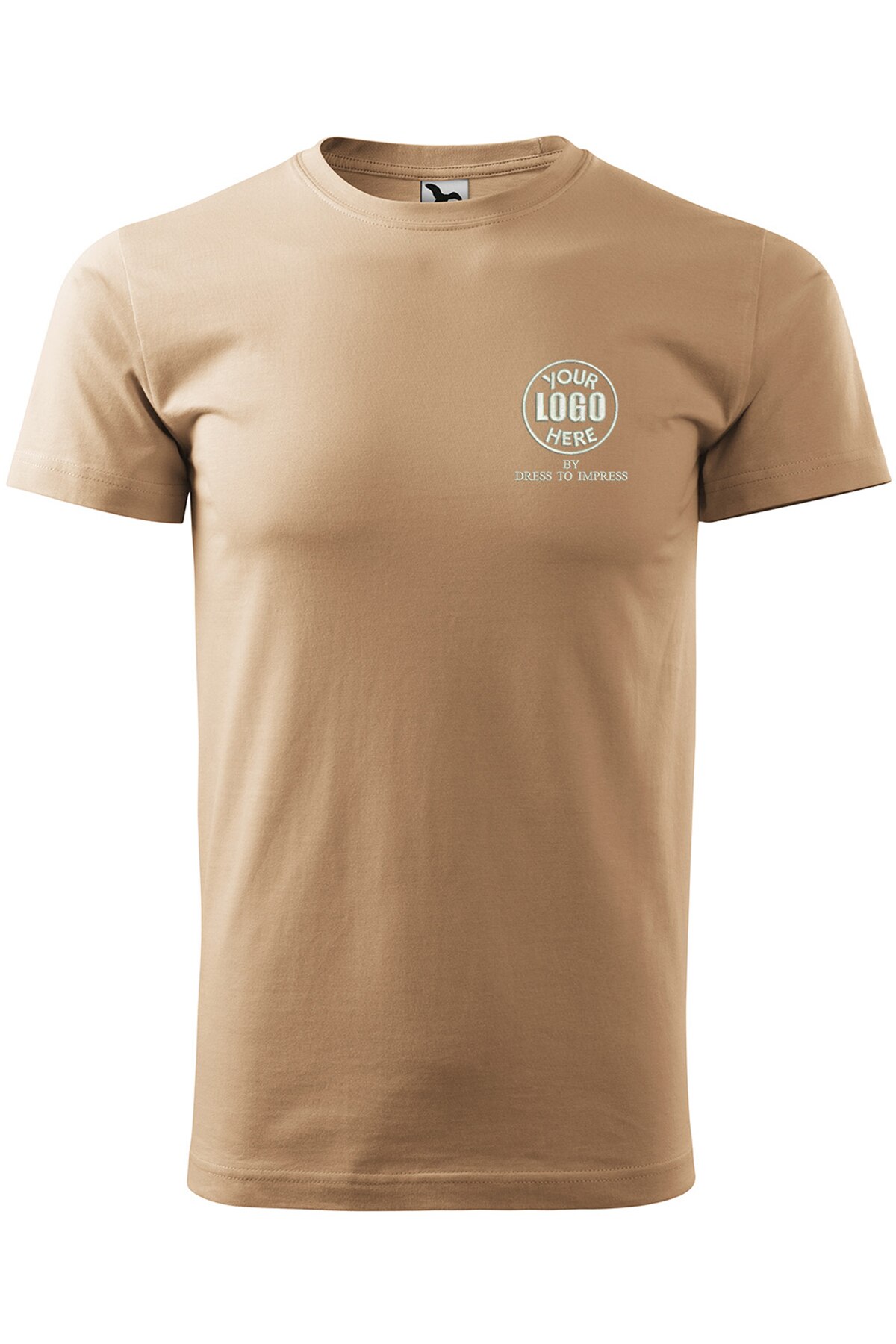 Tricou basic personalizat cu logoul tau prin broderie, bumbac, barbatesc, Dress To Impress, Bej