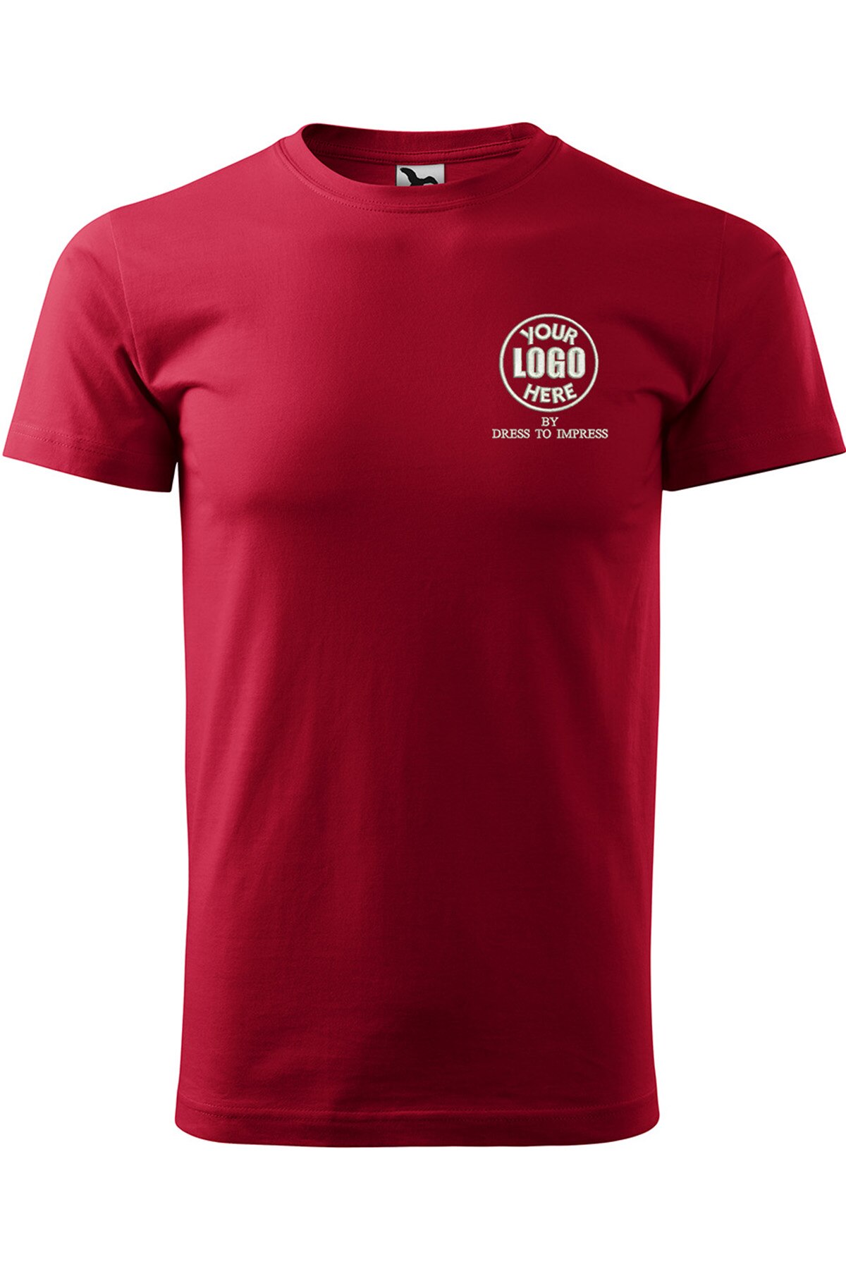 Tricou basic personalizat cu logoul tau prin broderie, bumbac, barbatesc, Dress To Impress, Bordo