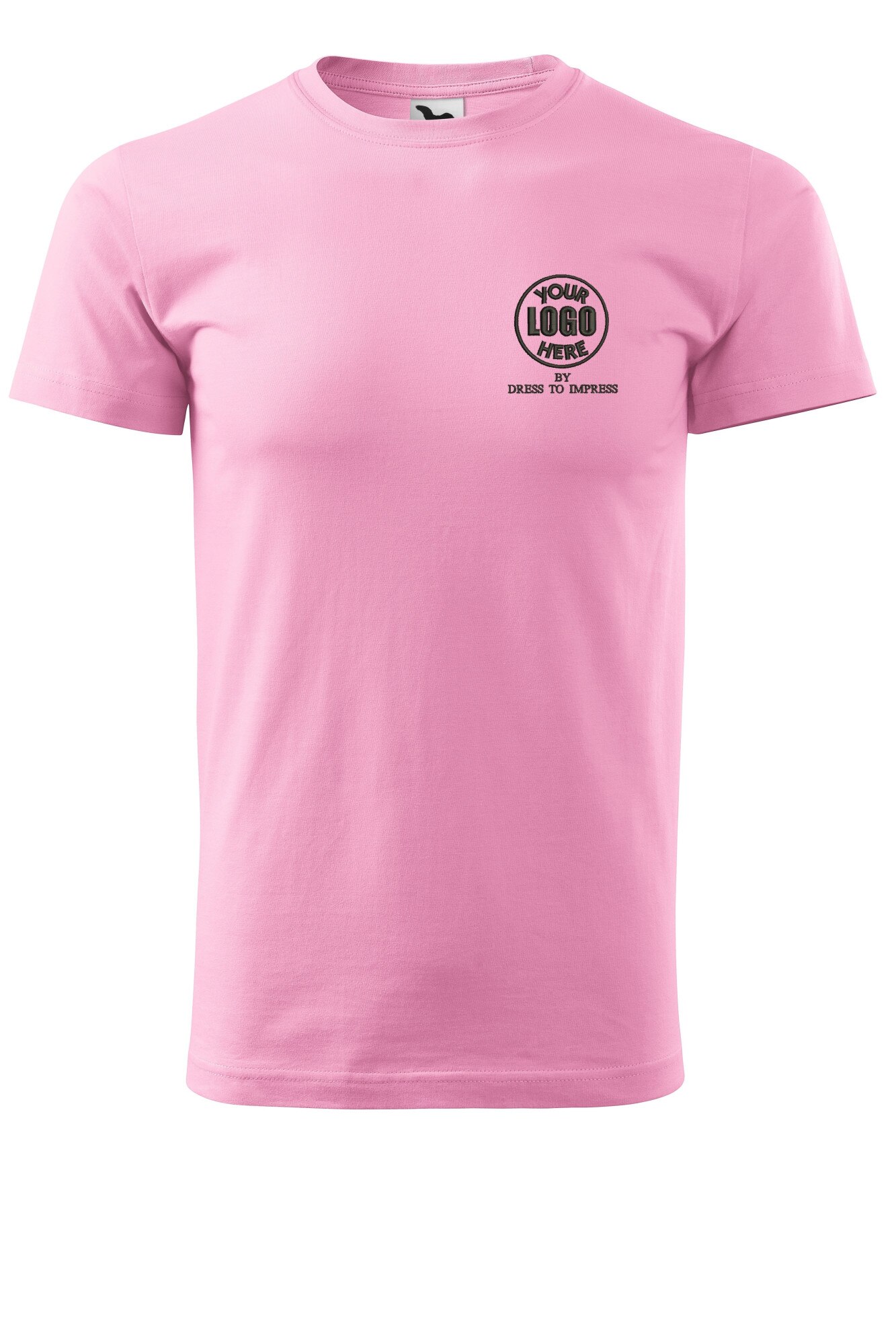 Tricou basic personalizat cu logoul tau prin broderie, bumbac, barbatesc, Dress To Impress, Roz