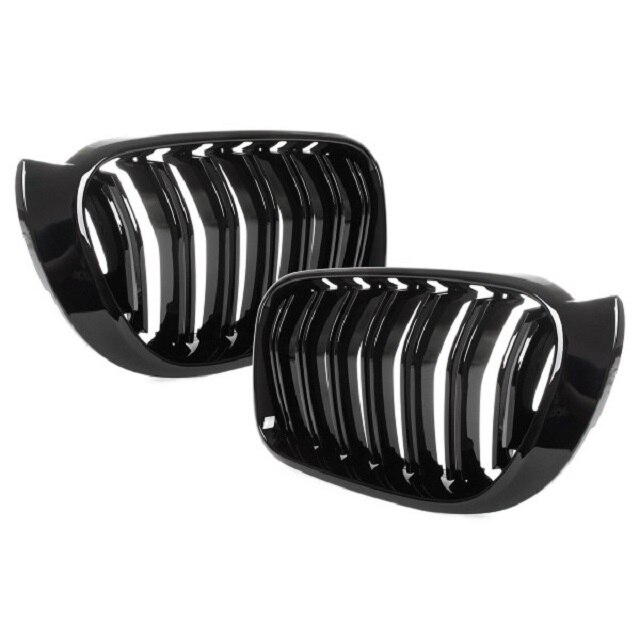 Set 2 Grile centrale duble, BMW x3(2014-2018), F25, plastic, negru lucios