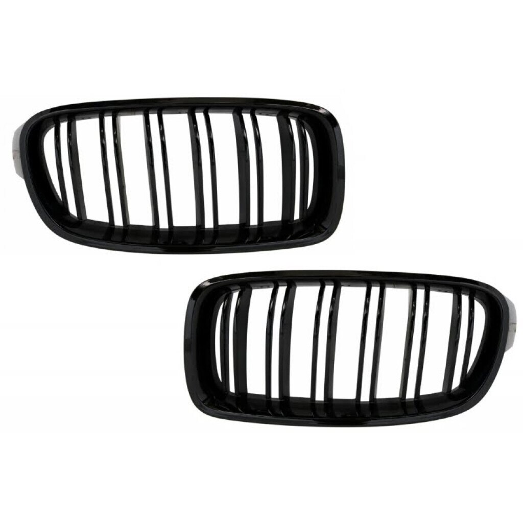 Set 2 Grile centrale duble, BMW seria 3, E92, E93(2006-2009), plastic, negru lucios