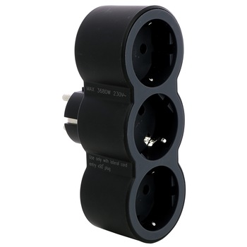Adaptor priza Legrand Revolution L694519, 3 prize frontale, 16A, Negru/Gri Adaptor priza Legrand Revolution L694519, 3 prize frontale, 16A, Negru/Gri