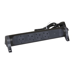 Prelungitor rotativ Legrand Revolution L694511, cu intrerupator iluminat, 4 prize, protectie supratensiune, indicator LED, sectiune cablu 3x1.5mm, cordon 1.5m, Negru