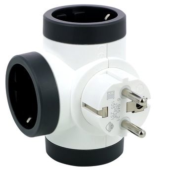 Adaptor rotativ pentru priza Legrand Revolution L694521, 3 prize laterale, 16A, Alb/Gri inchis Adaptor rotativ pentru priza Legrand Revolution L694521, 3 prize laterale, 16A, Alb/Gri inchis