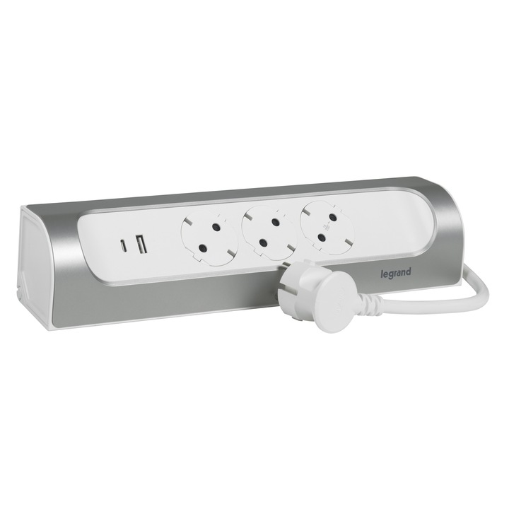 Разклонител Legrand L694502, USB type A и C, 3 гнезда, 3x1.5 мм, 1 м
