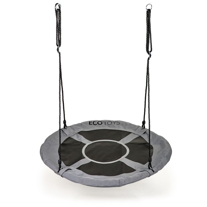 Leagan suspendat pentru gradina, tip cuib, 100 x 150 cm, gri/negru structura metalica, forma rotunda