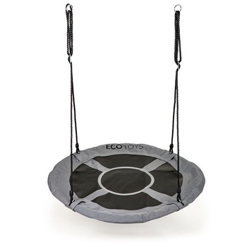 Leagan suspendat pentru gradina, tip cuib, 100 x 150 cm, gri/negru structura metalica, forma rotunda Leagan suspendat pentru gradina, tip cuib, 100 x 150 cm, gri/negru structura metalica, forma rotunda