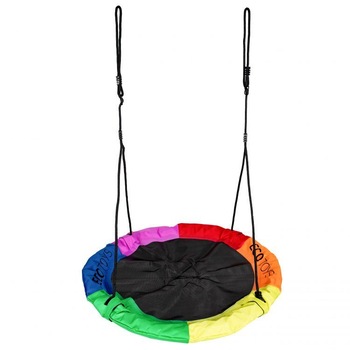 Leagan suspendat pentru gradina, tip cuib, 110 x 140/190 cm, multicolor, structura metalica, forma rotunda Leagan suspendat pentru gradina, tip cuib, 110 x 140/190 cm, multicolor, structura metalica, forma rotunda