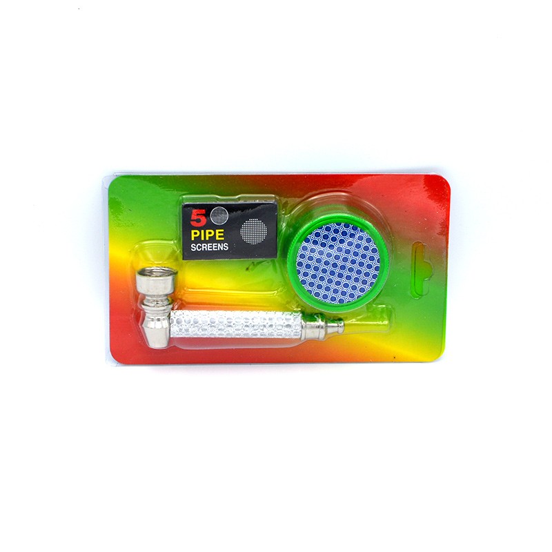 Set Toro Glitter - pipa metalica, grinder, site pipa