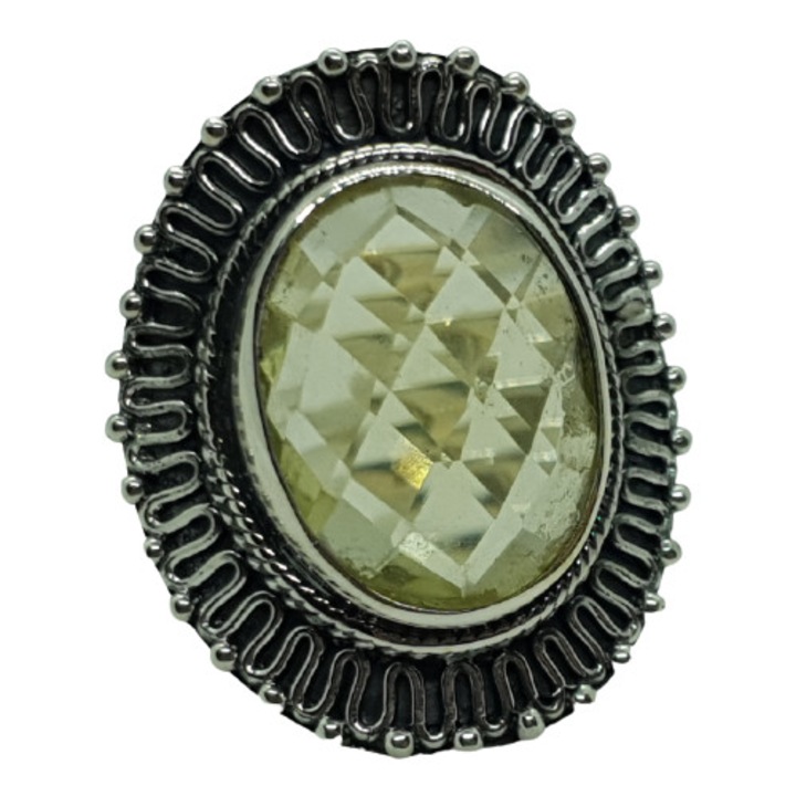 Inel oval dama din argint 925 cu Citrin natural masura 8