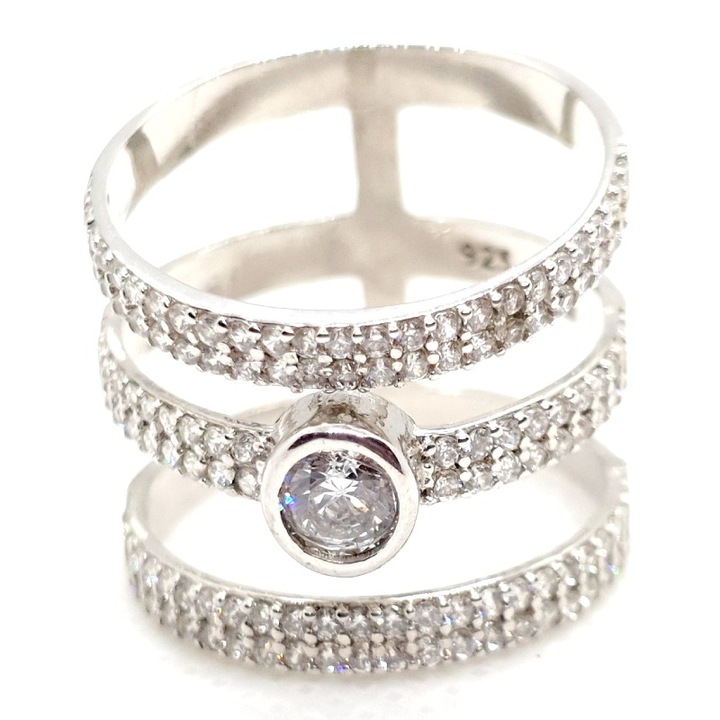 Inel dama model trei inele din argint 925 cu Cristale masura 7