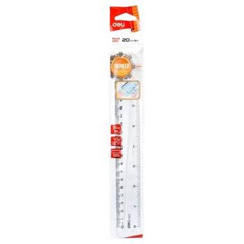 Rigla Transparenta Deli, 20 Cm, Plastic, Incolora Rigla Transparenta Deli, 20 Cm, Plastic, Incolora
