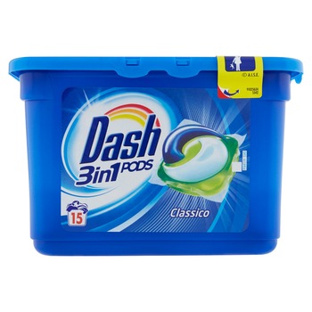 Detergent rufe capsule Dash 3 in 1 classico 15 spalari 378g Detergent rufe capsule Dash 3 in 1 classico 15 spalari 378g