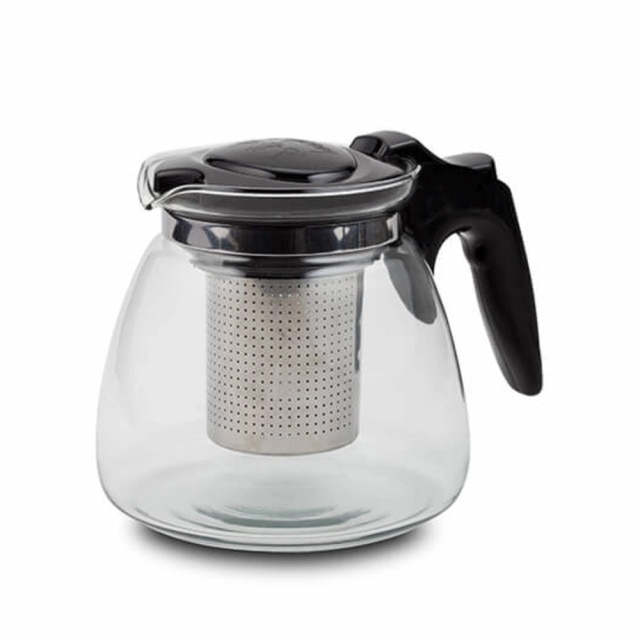 Ceainic din sticla Pufo cu filtru metalic, 900 ml, transparent