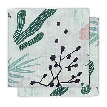 Set 2 scutece hidrofile, Jollein Leaves, 115x115 cm, roz Set 2 scutece hidrofile, Jollein Leaves, 115x115 cm, roz