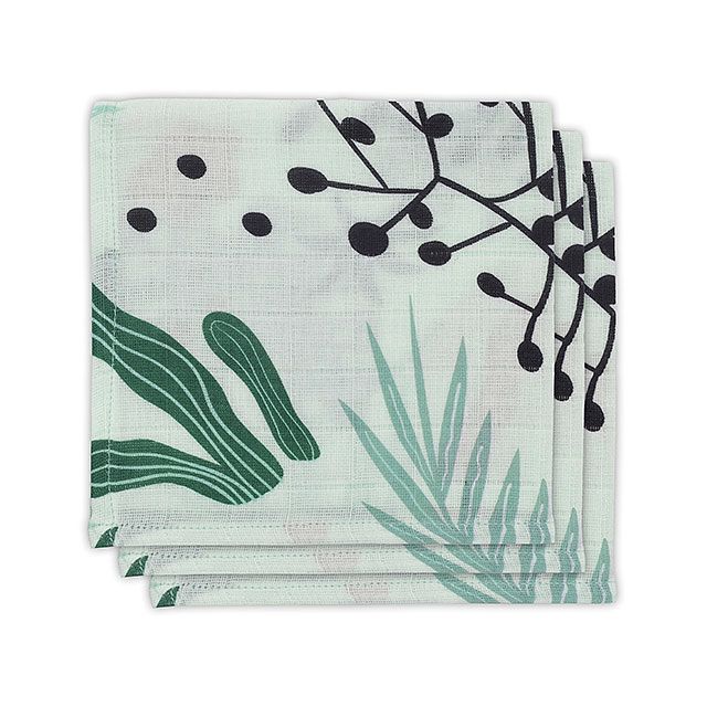 Set 3 batiste hidrofile, Jollein Leaves, 31x31 cm