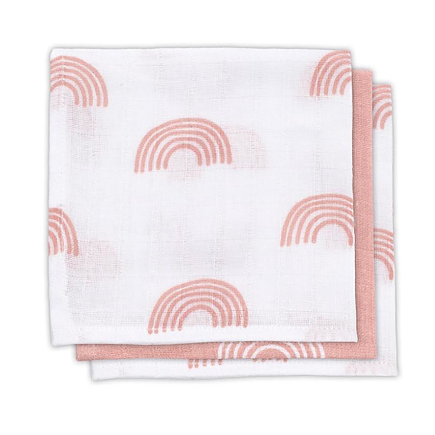 Set 3 batiste hidrofile, Jollein Rainbow, 31x31 cm, roz