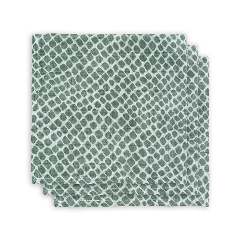 Set 3 batiste hidrofile, Jollein Snake, 30x30 cm, verde