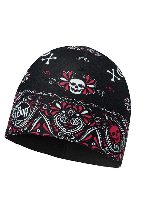 Caciula unisex, Buff, Cu craniu, Negru/Rosu, Marime unica