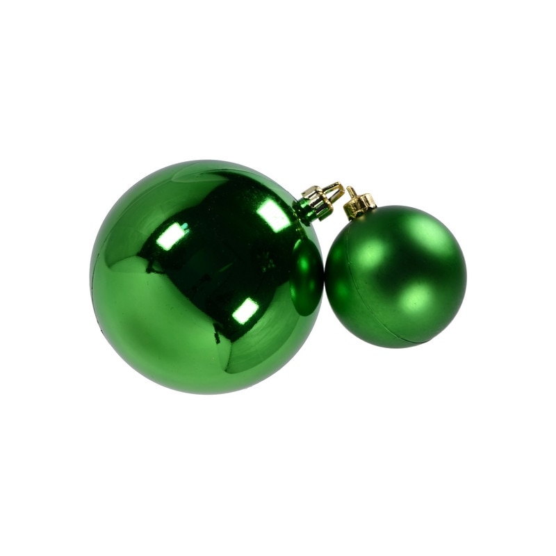 Set 2 globuri de Craciun 100mm metalizat si satinat verde
