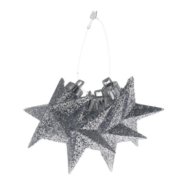 Set 4 stele 6cm decor glitter argintiu sau rosu