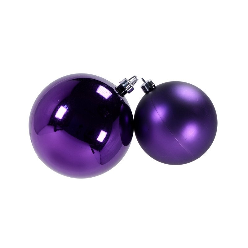Set 2 globuri de Craciun 120mm metalizat si satinat violet