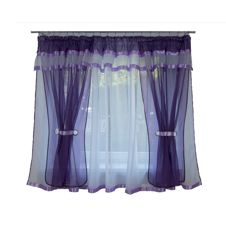 Perdea Mallorca 390x150 Voal Violet inchis