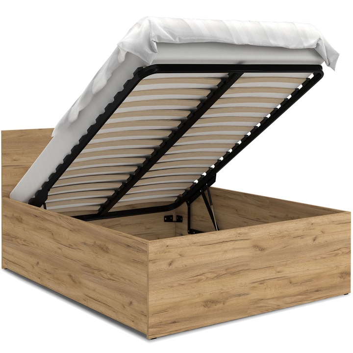 Pat rabatabil Eurotel, TIVOLI, 160x200 cm, Saltea inclusa, MDF, Stejar craft