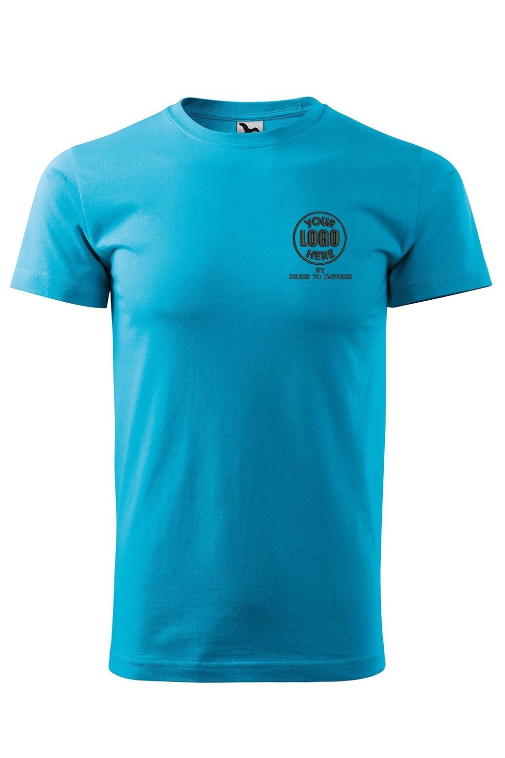 Tricou basic personalizat cu logoul tau prin broderie, bumbac, barbatesc, Dress To Impress, Turcoaz