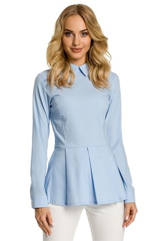 Bluza moe cu guler si pliuri, Albastru Bluza moe cu guler si pliuri, Albastru