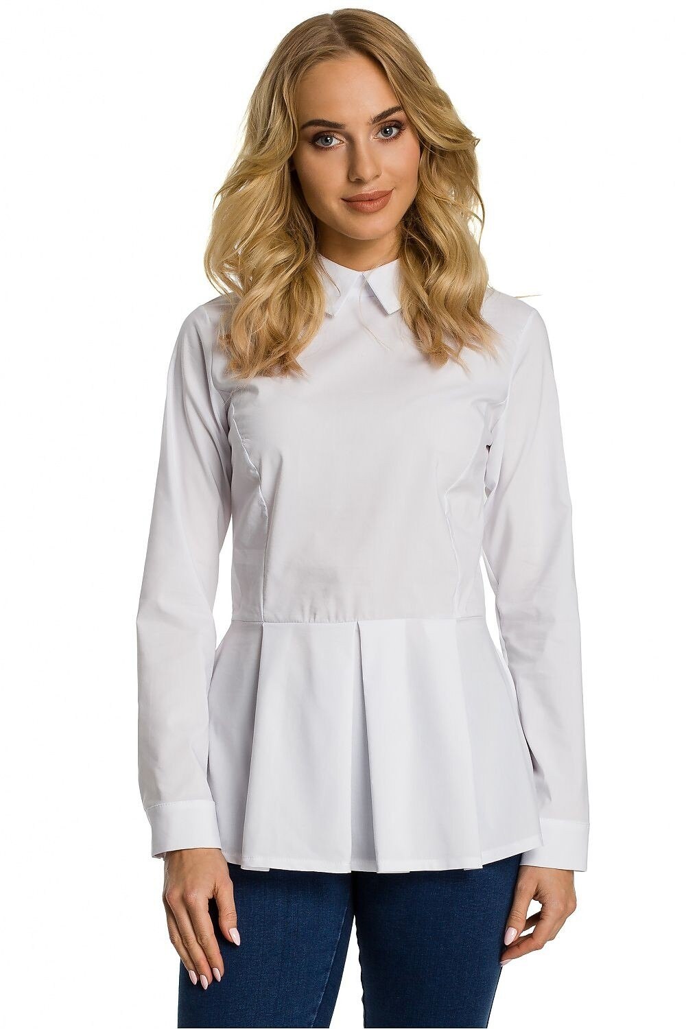 Bluza moe cu guler si pliuri, Alb